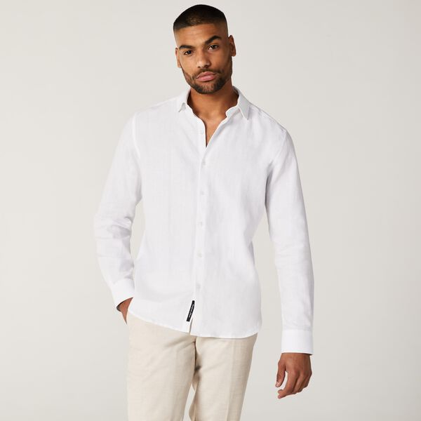 Mens White Linen Long Sleeve Shirt
